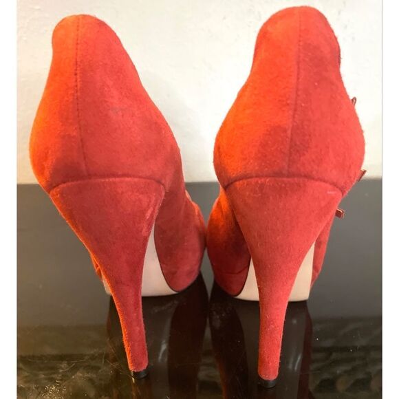 GUCCI SHOES LISBETH HIGH HEEL MARY JANE SUEDE LEATHER PEEP TOE PUMPS SZ 36/6 - Picture 5 of 10